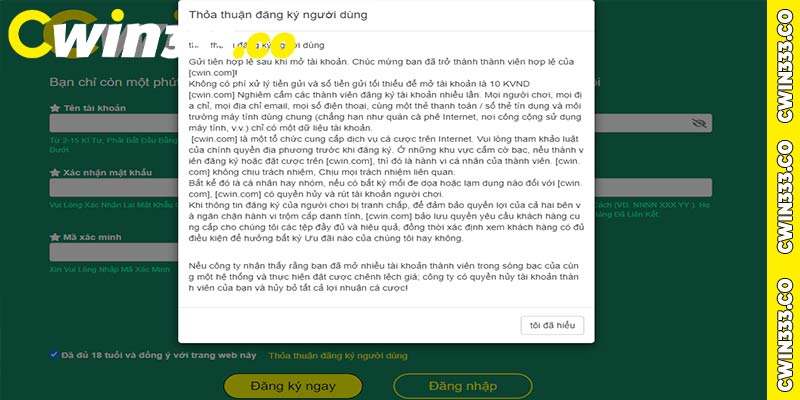 Những điều cần lưu ý khi thực hiện đăng ký Cwin333
